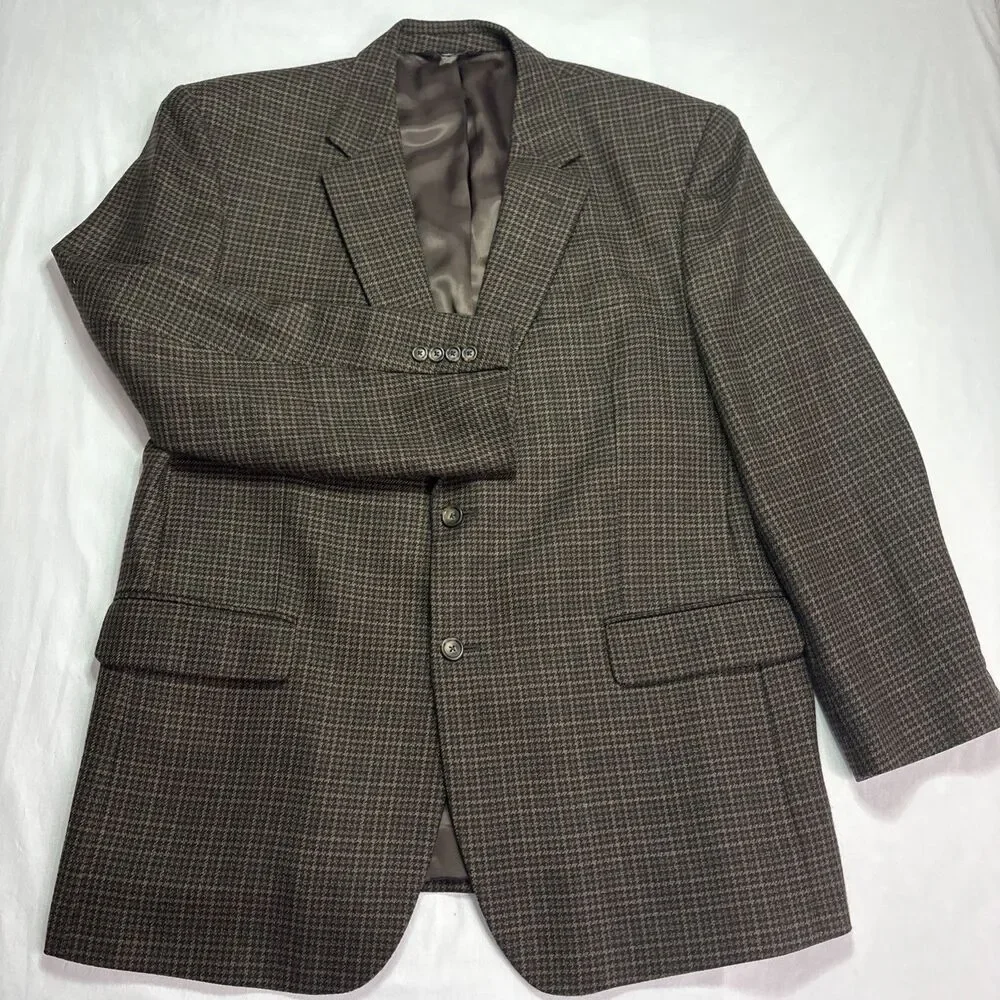 Jos. A Bank Signature Men Sport Jacket 2 button Wool Brown/Black 48L